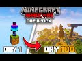 I Survived 100 Days In ONE BLOCK SKYBLOCK in Minecraft Hardcore!!