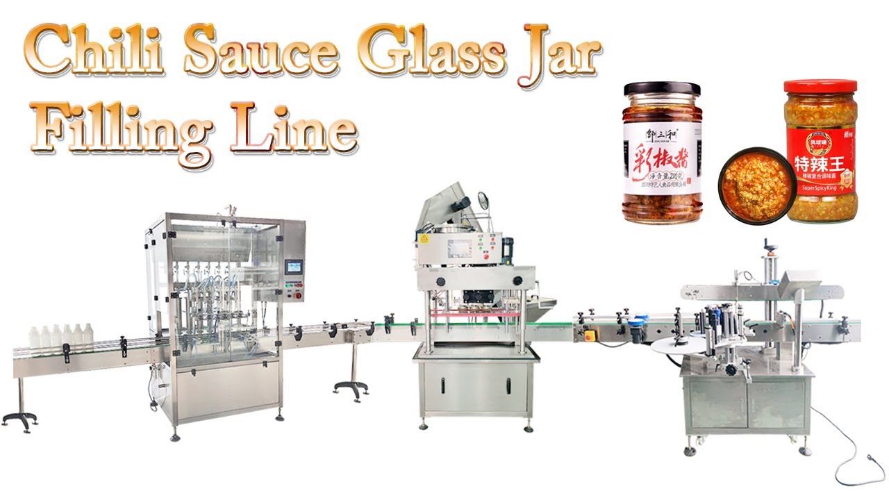 Chili Sauce Glass Jar Filling Capping Labeling Line - YouTube