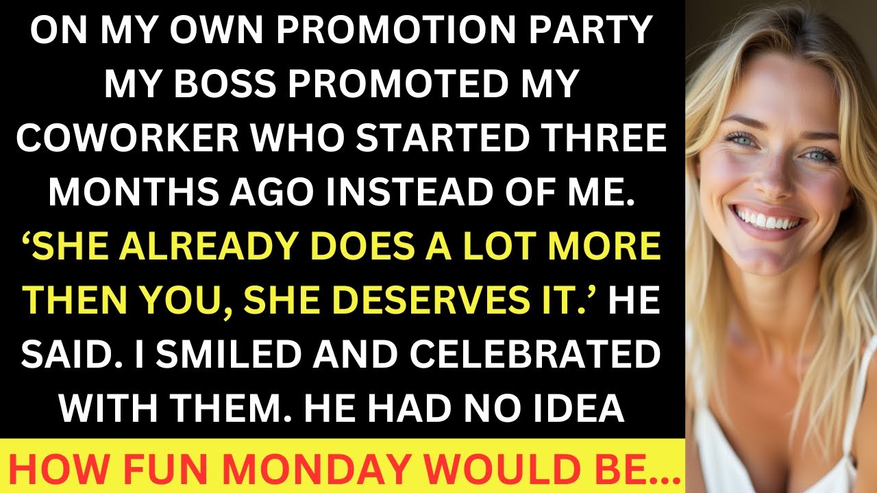 Outline Video On My Own Promotion Party My Boss Promoted My New Coworker. I Smiled And Celebrated With Them Until