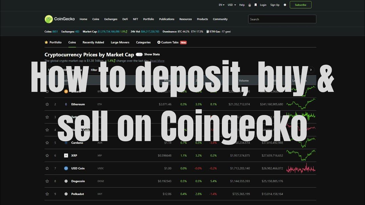 How to Deposit, Buy and Sell Cryptocurrency on CoinGecko - YouTube