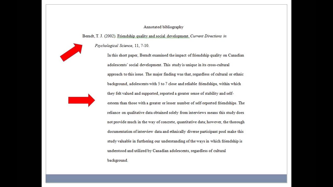 Annotated bibliography apa sample paper