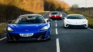 GROUP TEST - MCLAREN 600LT vs LAMBORGHINI HURACAN PERFORMANTE vs FERRARI 488 GTB