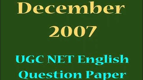 December 2007 UGC NET English Previous Year Question Paper | NTA UGC NET English
