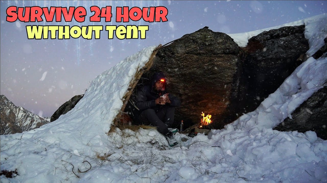Building a Shelter to Survive in DEEP SNOW | Solo Winter Camping in ...