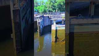 #Lachine canal locks open to let a boat pass through Montreal's historic waterway#