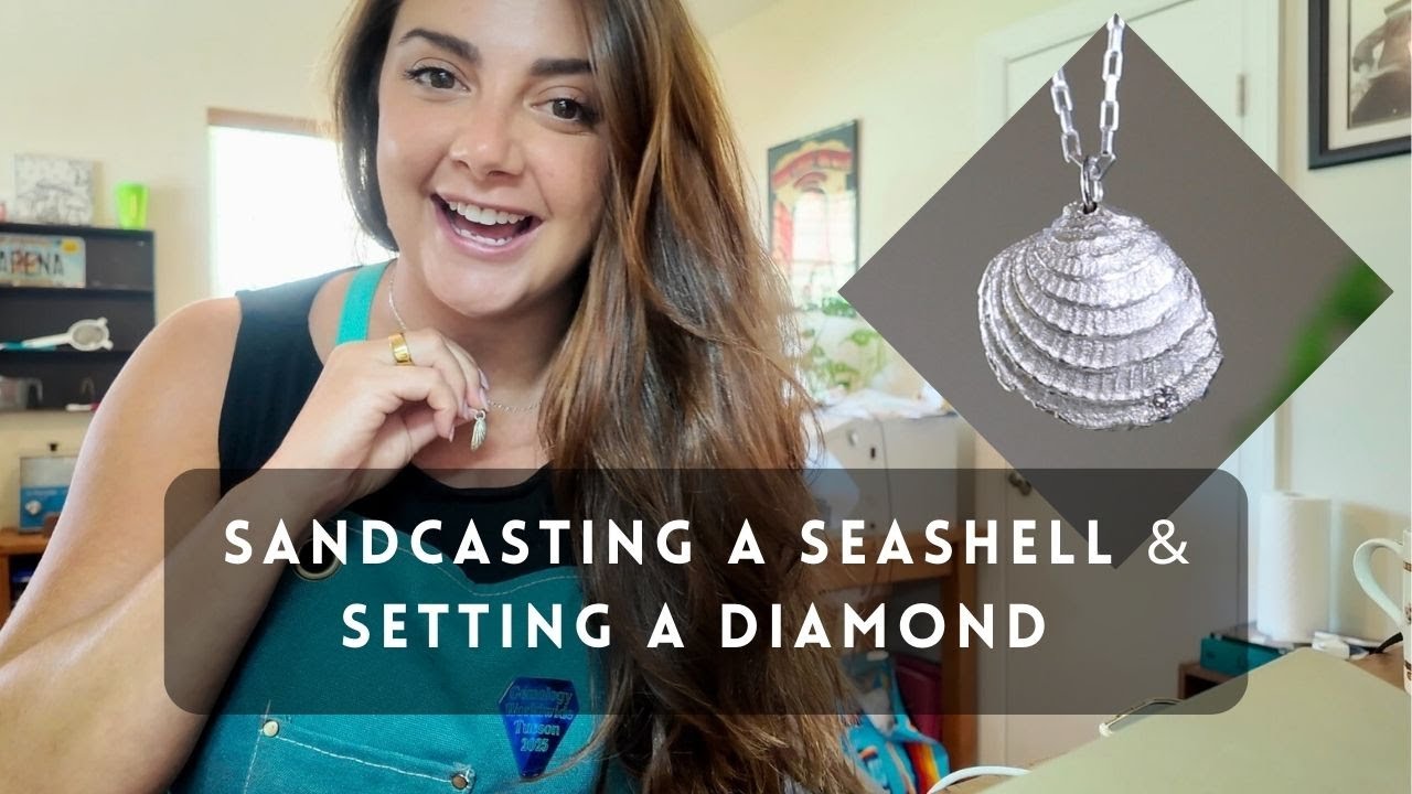 Литье в песчаные формы оправы из ракушки и бриллианта.