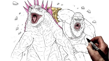 How To Draw Godzilla x Kong (Run) | Step By Step | New Empire