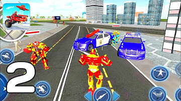 Moto robot hero flying bike robot hover - Police Car Wrecked Part 2 (Android GamePlay Walkthrough)