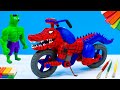 DIY motorcycle mixed crocodile superheroes Spider man, Hulk with clay 🧟 Polymer Clay Tutorial