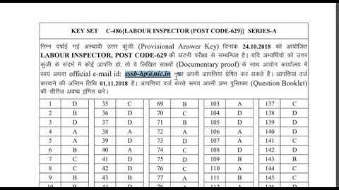 HPSSSB-Laboratory assistant post code-639 Official answer key