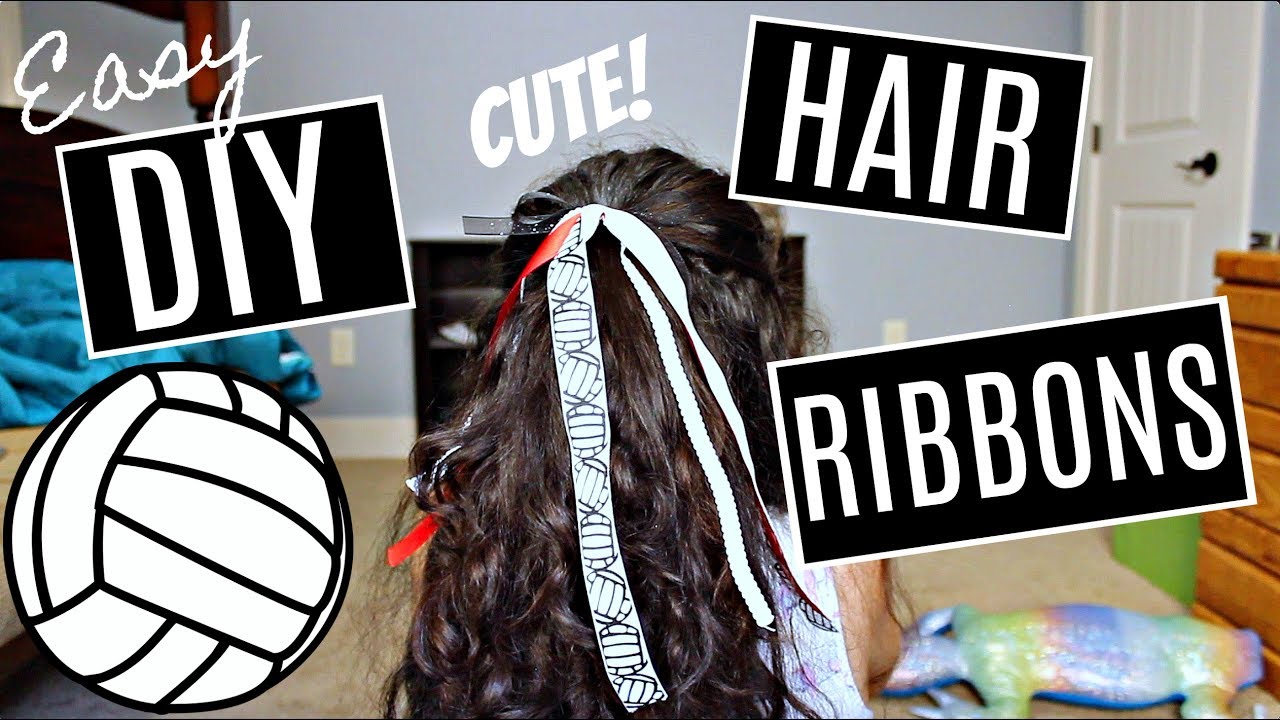 Volleyball Hair Bow, Volleyball Ribbon Ponytail, Volleyball Team