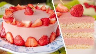 How to make MOUSSE STRAWBERRY CAKE | delicious summer cake with strawberries | easy recipe