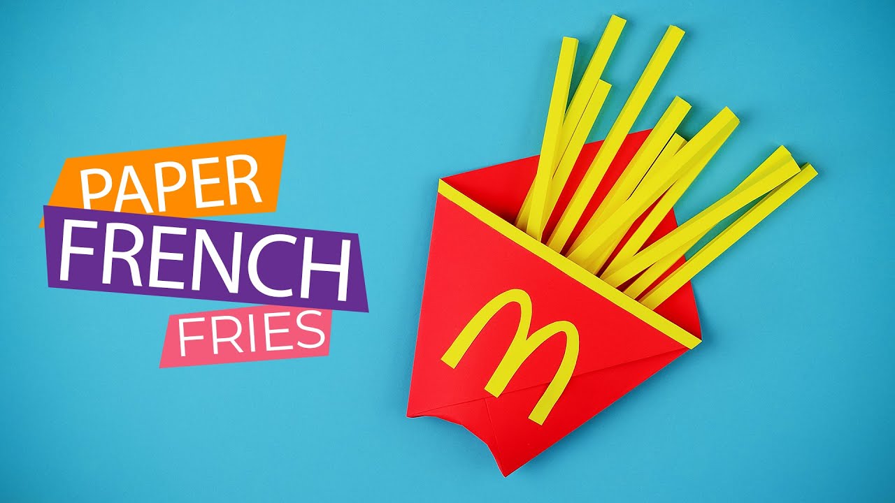 How to make paper french fries  Paper origami food tutorial 