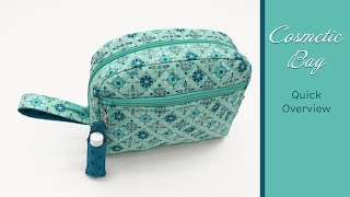 Cosmetic Bag Quick Overview: FREE PATTERN, quilted, pouch, makeup, gift