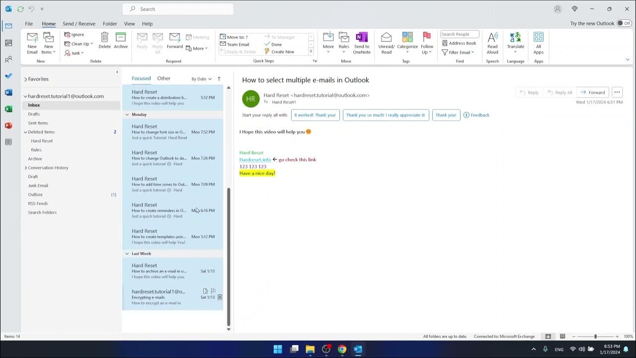 How to select multiple emails in outlook youtube