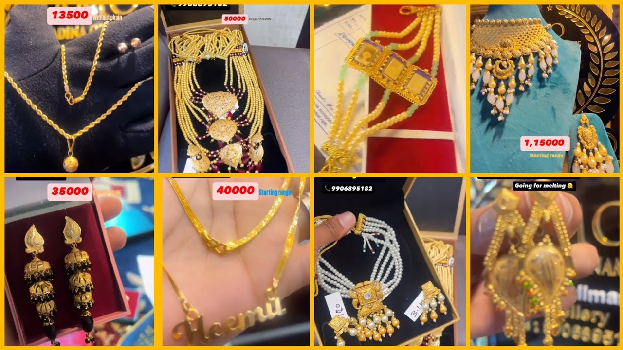 Latest gold jewellery collection with price 🍁 || Gold chain || Gold earrings || Gold necklace