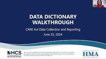 CARE Act Data Collection & Reporting: Data Dictionary Walkthrough Training