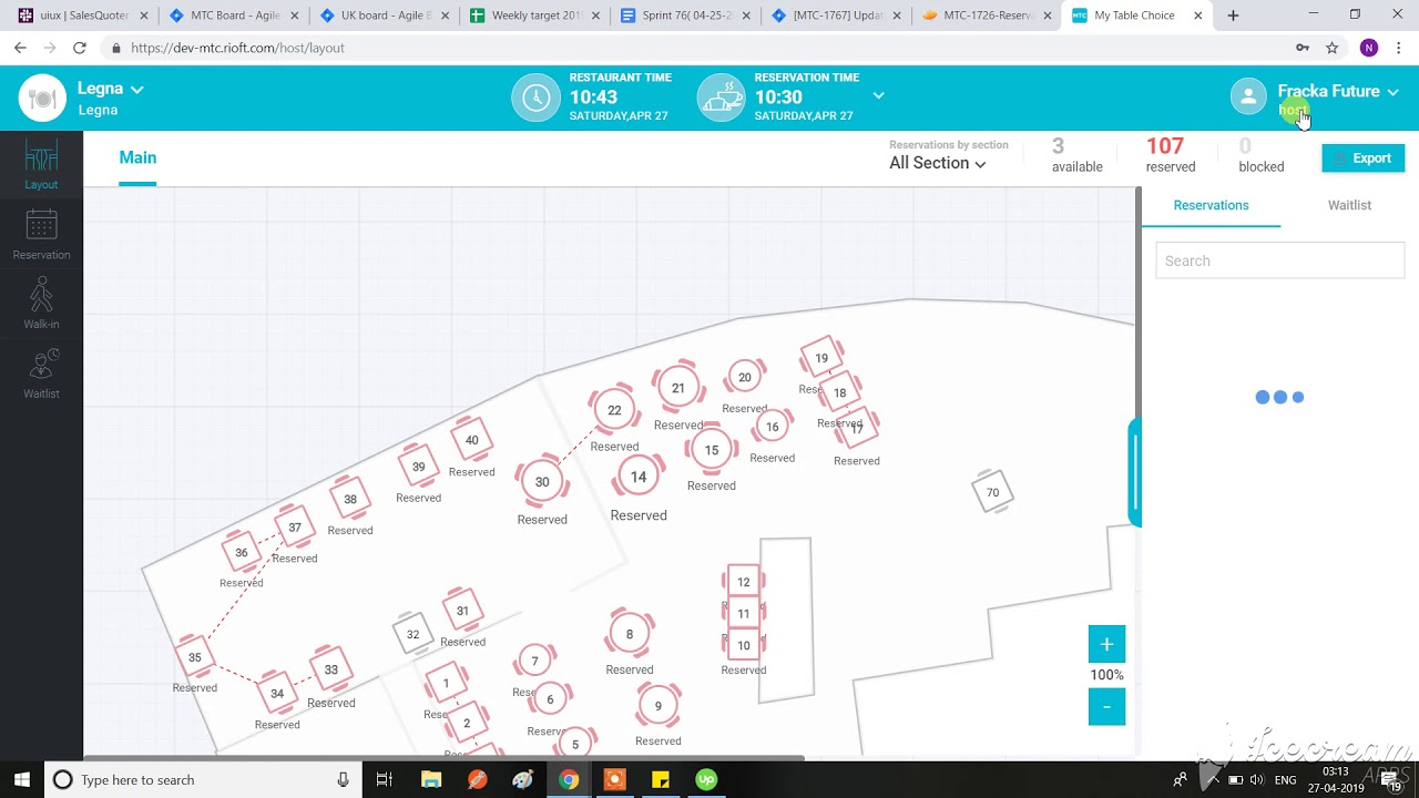 Setting for table combination line