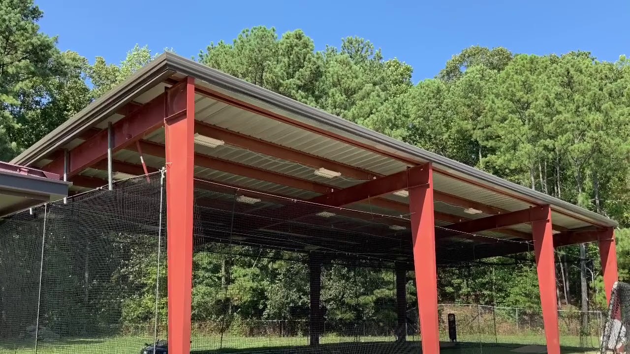 Baseball Batting Cage Arena Type 13x30x70 Ft. Doors Baffles Sliding Dividers And Snap In Dividers