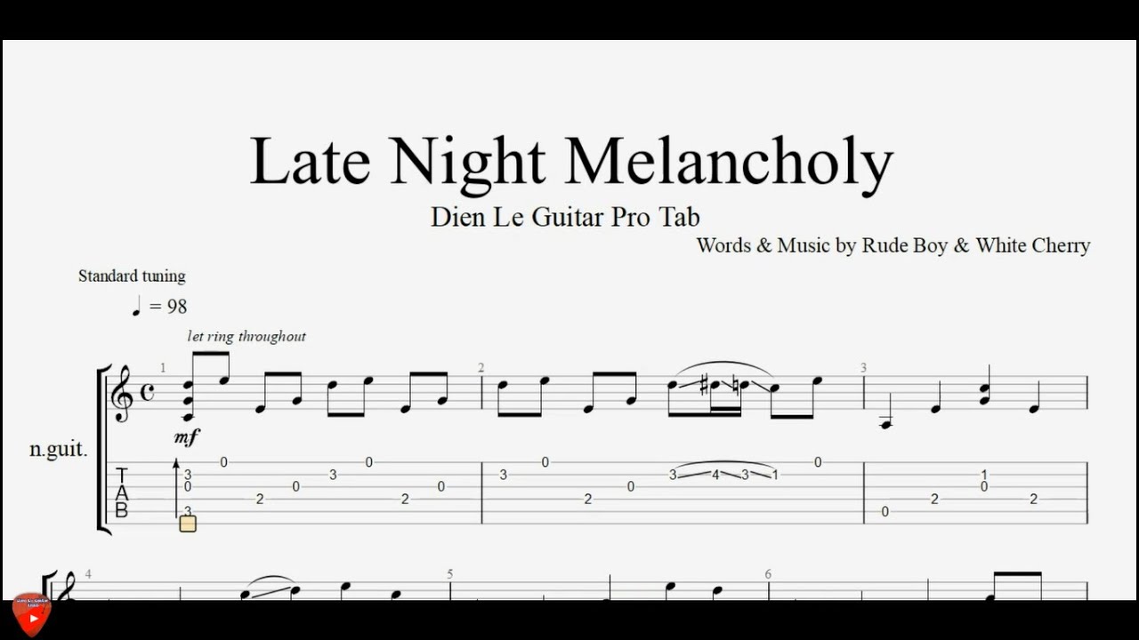 Late Night Melancholy with Guitar FREE TABs Tutorial YouTube
