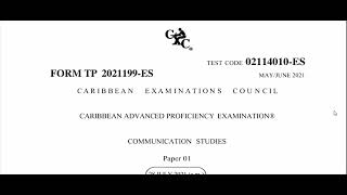 CAPE COMMUNICATION STUDIES 2021 PAPER 1 SOLUTIONS