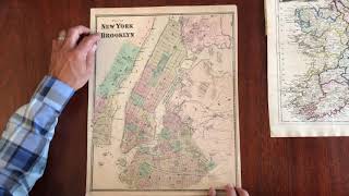New York 1867 city plan by Beers old hand color detailed map Manhattan Brooklyn Jersey city Queens