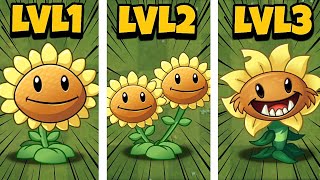 PvZ 2 Level 1/Level 2/Level 3/ Sunflower which one is more powerful Plants vs Zombies 2