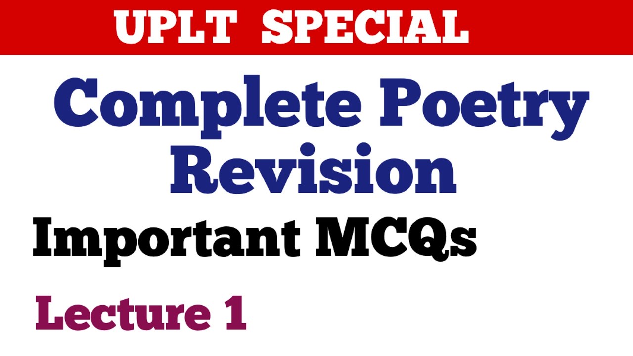 UPLT ENGLISH Poetry MCQs Lecture 1||TGT PGT English || 