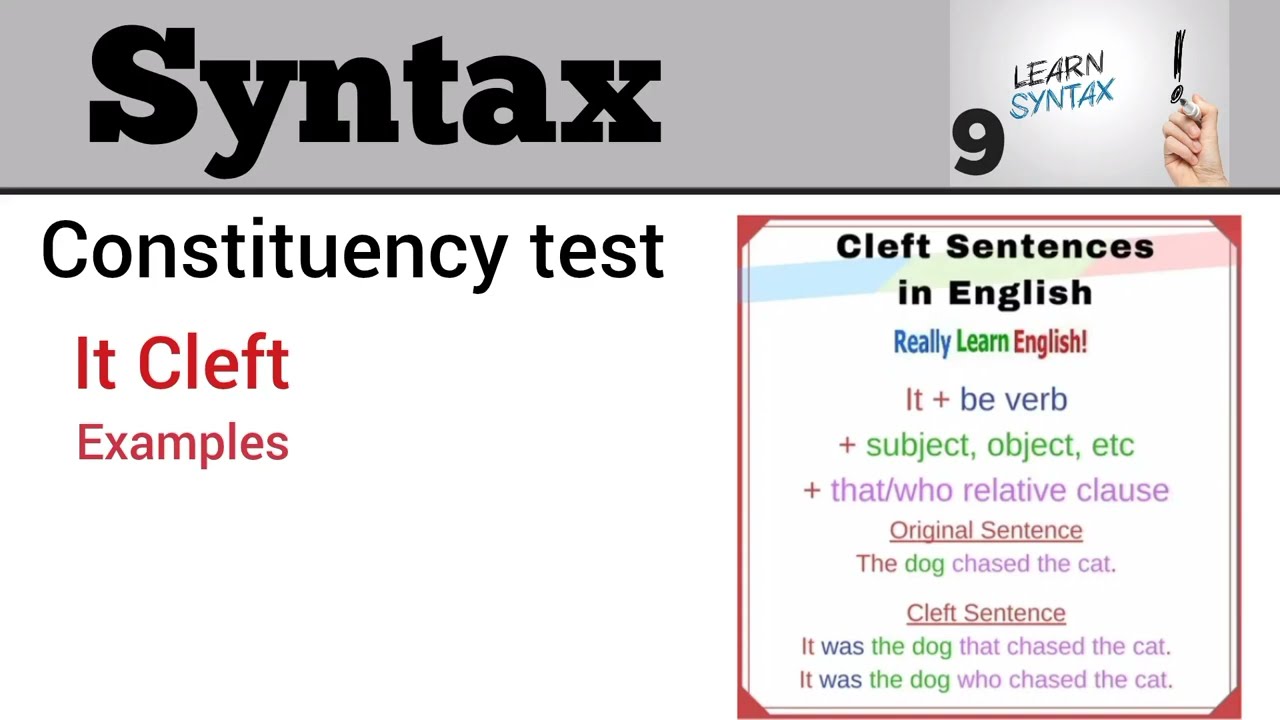 what is Syntax| Constituency test |it clefting and pseudo clift examplea in linguistics