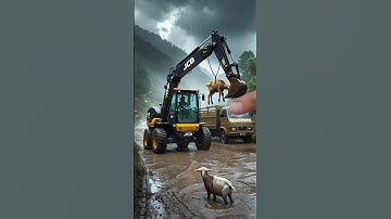 JCB Rescued a goat 🐐 #jcb Squeeze #aiedits #automobile #automotiveedit #aivfx #ai #aivideo #ai