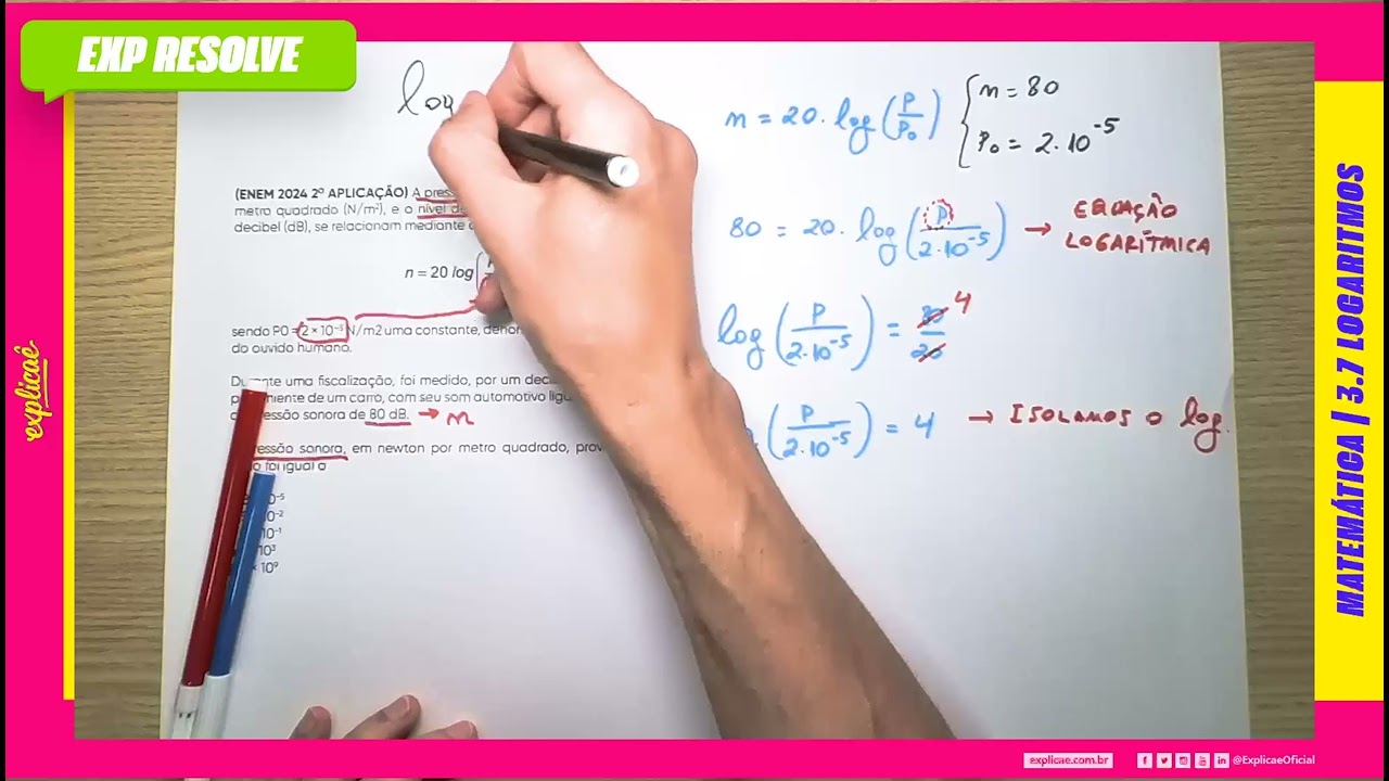 A PRESSÃO SONORA (P), MEDIDA EM NEWTON POR METRO QUADRADO (N/M²), E O (...) | LOGARITMOS