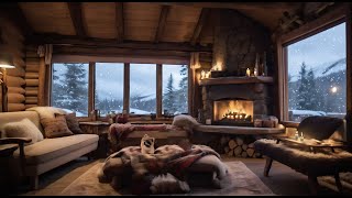 Relaxing Snowstorm & FireplaceSounds for Sleep & Focus | Cozy Snow Cabin Ambience