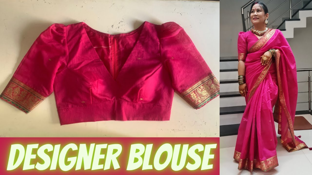 Designer Belt Blouse /V-neck/Puff sleeve Blouse Cutting And Stitching |Maina Thapa