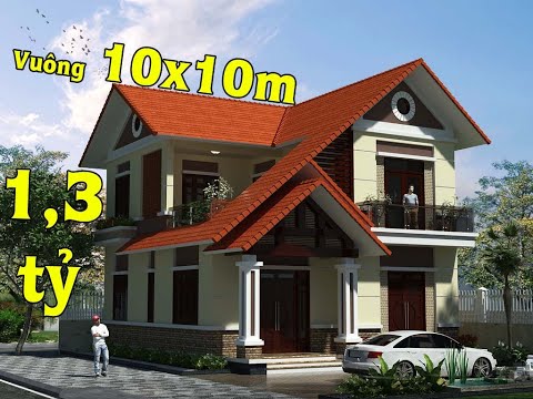 Tư vẫn thiết kế nhà 2 tầng 10x10 hình vuông