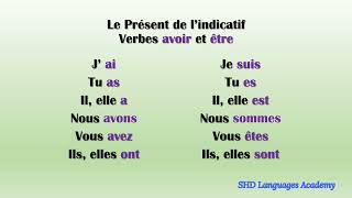 Verbes avoir et être au présent de lindicatif/conjugaison/apprendre le français/Learn french