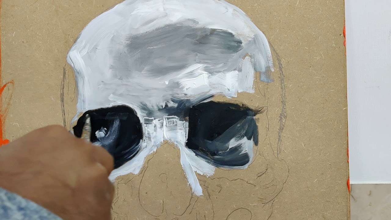 Skull painting. Acrylic on panel using palette knife and brush. Abhishek Deheriya abhishekdeheriya