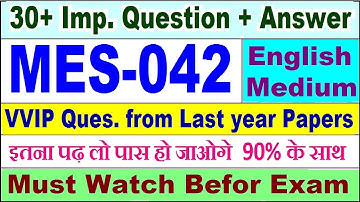 MES 042 important questions with answer in English | mes 042 Previous Year Question Paper