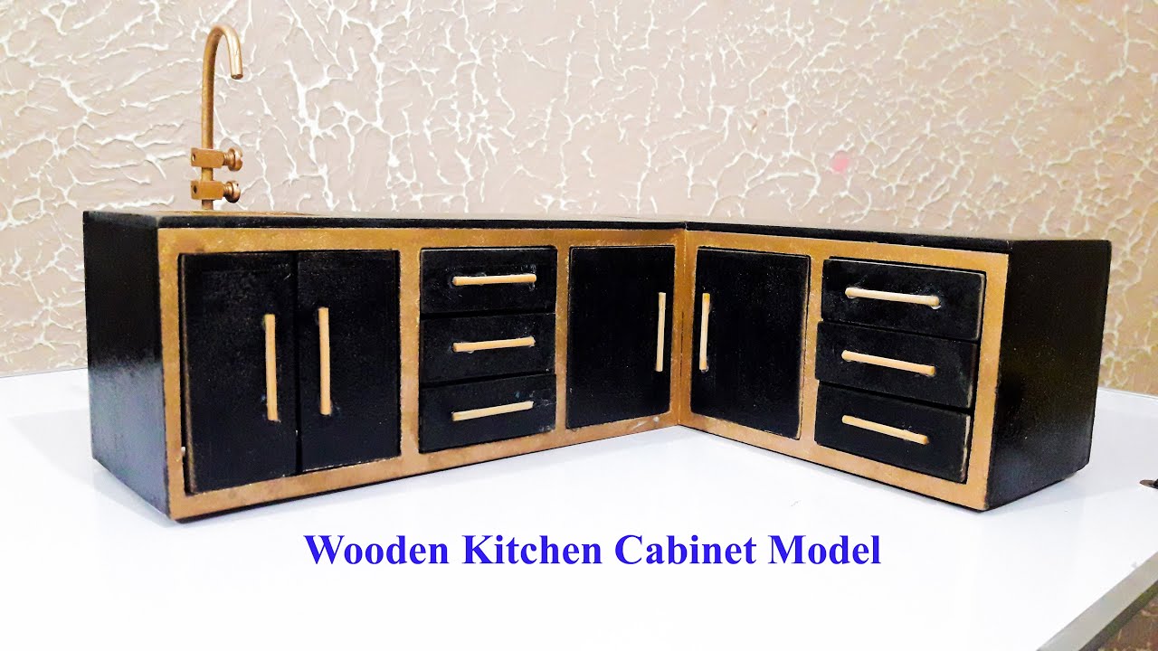 Miniature Wooden Kitchen Model With working Doors and Drawers