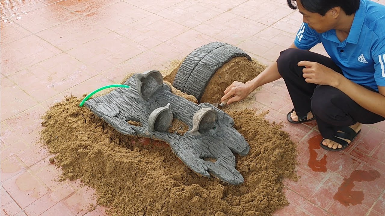 Cement crafts | DIY fake wood waterfall to decorate your home space