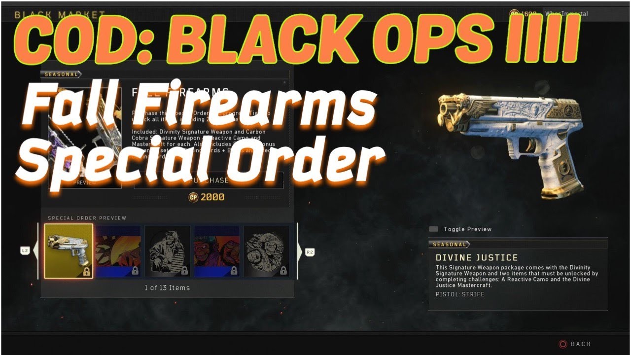 Black Ops 4, FALL FIREARMS SEASONAL SPECIAL ORDER, Signature Weapons - Emceemur