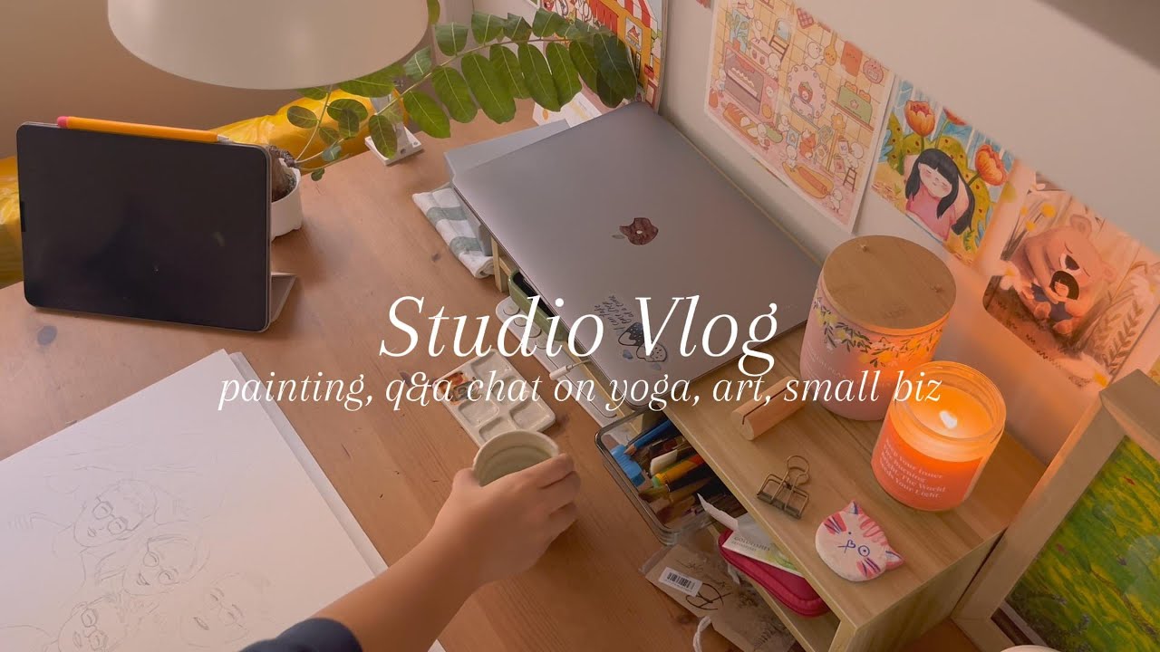 art vlog 01: yoga teacher making art & small home biz? let's paint and ...