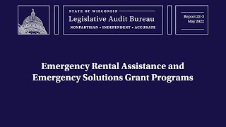 Report 22-3, Emergency Rental Assistance and Emergency Solutions Grant Programs