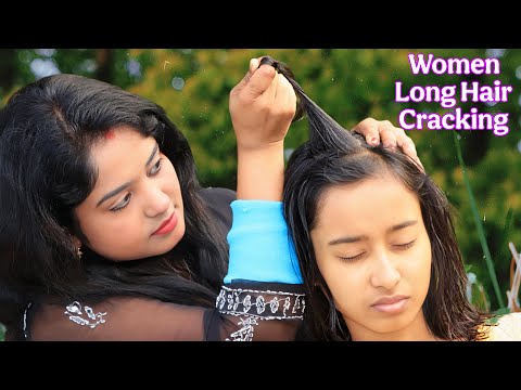 Women Long Hair Cracking | Oil Head Massage | Neck Cracking | Neck and Shoulder Massage | ASMR