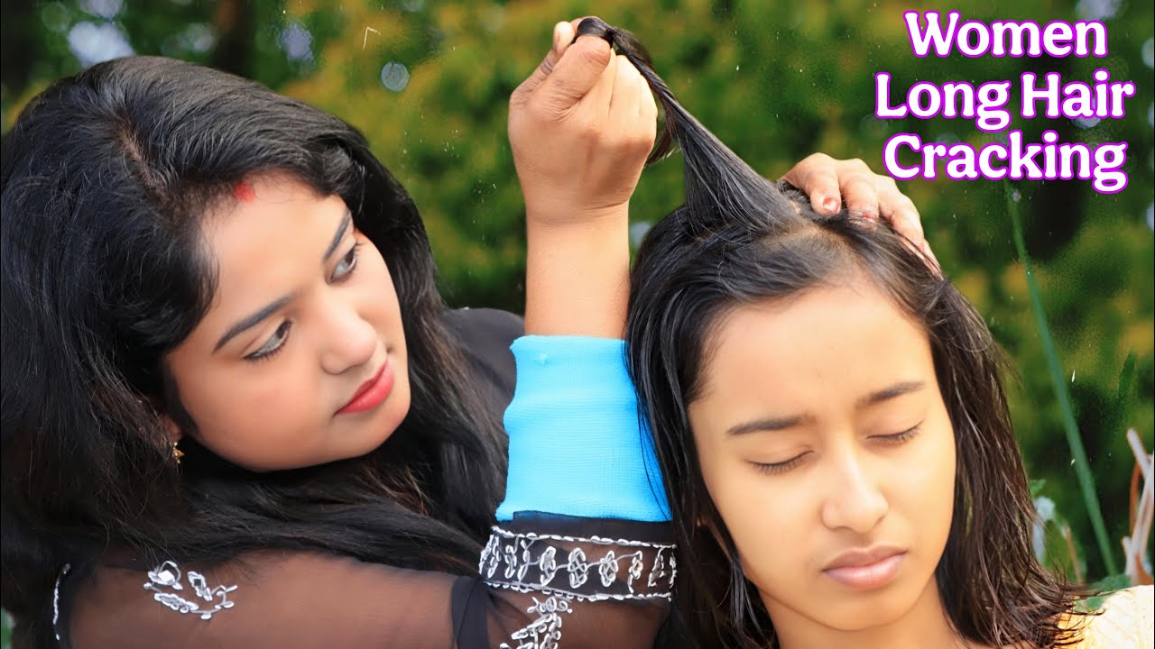 Women Long Hair Cracking | Oil Head Massage | Neck Cracking | Neck and Shoulder Massage | ASMR