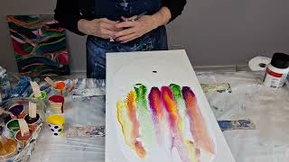 458 Pretty cells and lacing in a garden swipe~fluidart fluidpour abstract acrylicpour swipe