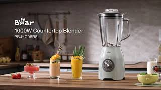 Bear Blender, 1000W Professional Smoothie Blender for Shakes and Smoothies  with 51 Oz Glass Jar, Step-less Speed Knob and 3 Functions for Crushing