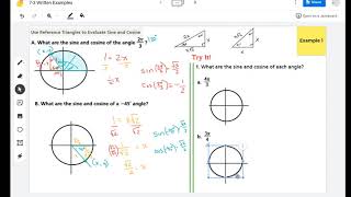 Use Reference Triangles to Evaluate Sine and Cosine