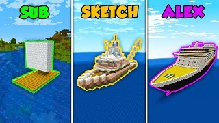 SUB vs SKETCH vs ALEX - SHIP BASE CHALLENGE in Minecraft! (The Pals)