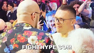 TYSON FURY & USYK COME FACE TO FACE & SIZE EACH OTHER UP FOR FIRST TIME