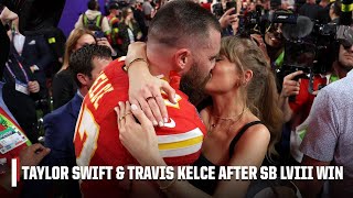 Travis Kelce \& Taylor Swift embrace after Chiefs win Super Bowl LVIII ❤️ | NFL on ESPN